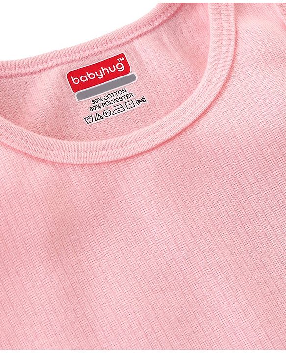 Babyhug Cotton Pull Over Sleeveless Solid Thermal Vest - Pink