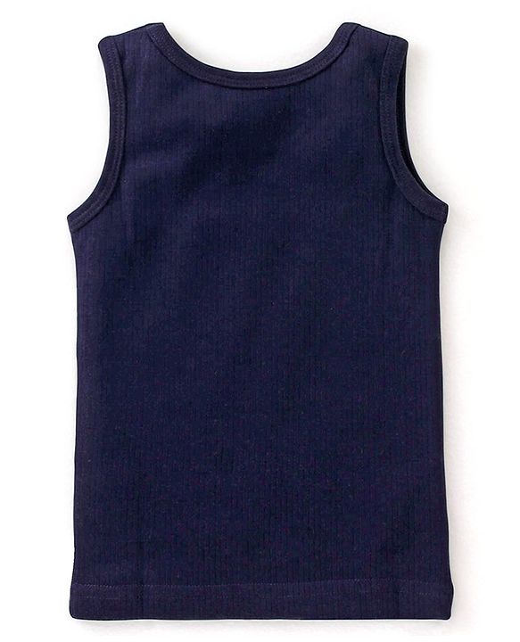 Babyhug Cotton Pullover Sleeveless Solid Thermal Vest - Navy Blue