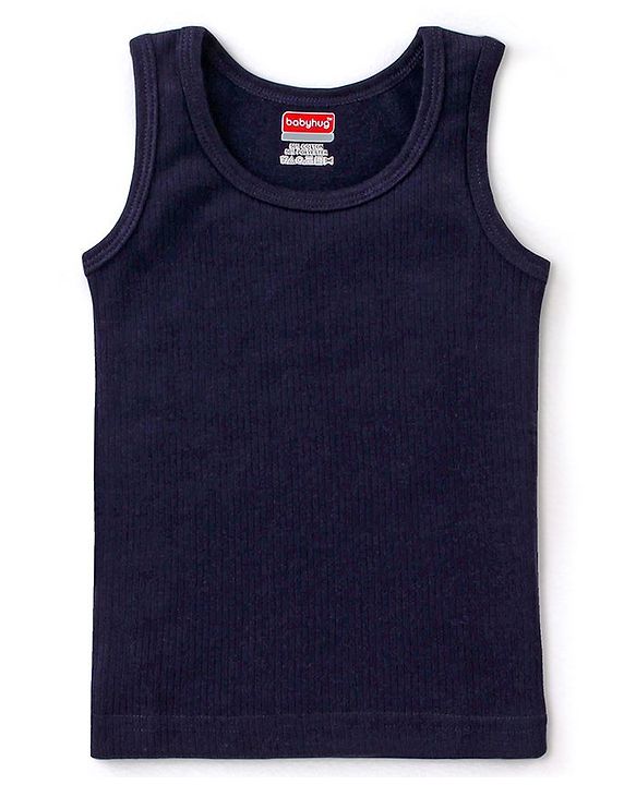 Babyhug Cotton Pullover Sleeveless Solid Thermal Vest - Navy Blue