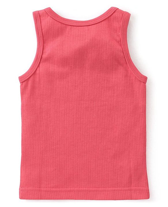 Babyhug Cotton Pullover Sleeveless Solid Thermal Vest - Coral