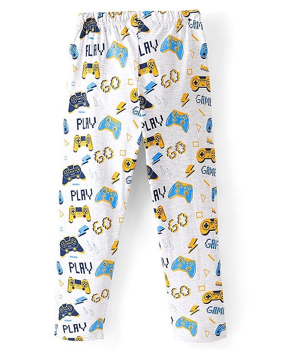 Pine Kids 100% Cotton Bio Washed Single Jersey Half Sleeves Night Suit with Loading Game Printed -Limoges & Snow White