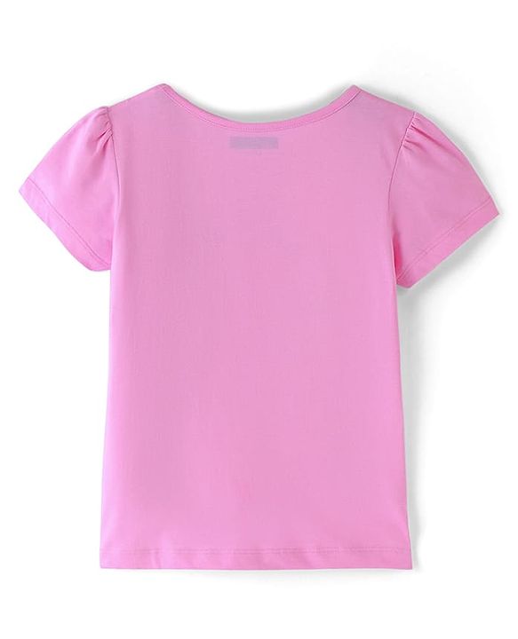 Pine Kids Half Sleeve Text Print & Polka Dot Night Suit - Pink & Navy Blue