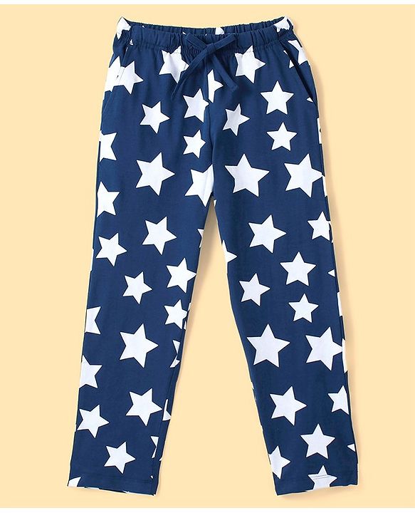 Pine Kids Cotton Full Sleeves Night Suit With Polka Print All Over Star Printed - Blue