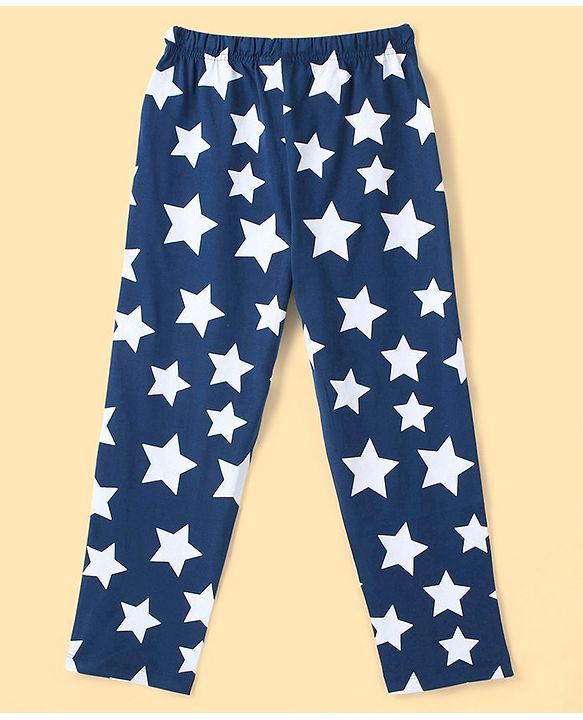 Pine Kids Cotton Full Sleeves Night Suit With Polka Print All Over Star Printed - Blue