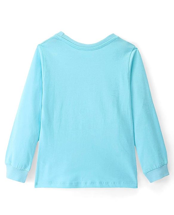 Pine Kids 100% Cotton Knit Full Sleeves Floral Printed Night Suit - Tanager Turquoise