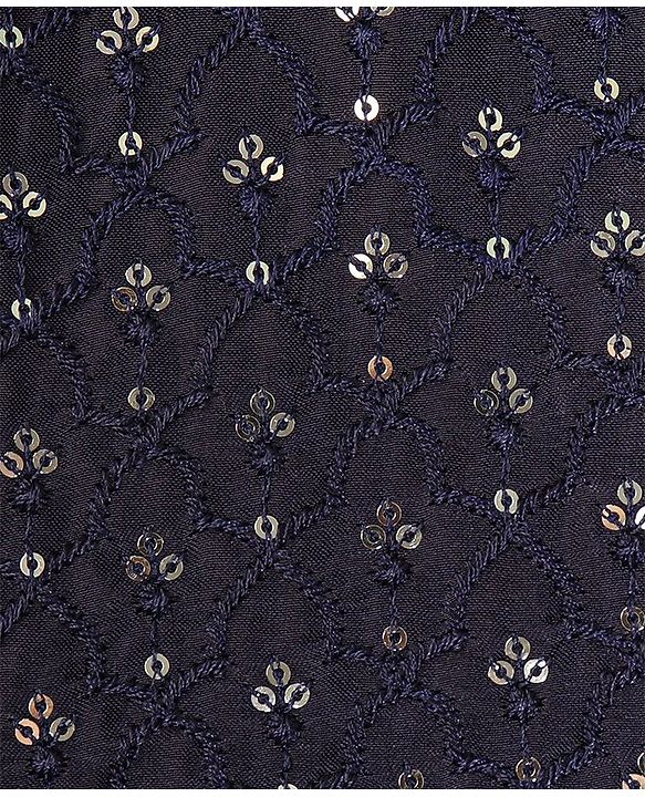 Babyhug Full Sleeves Sequenced Kurta & Pajama Set - Navy Blue