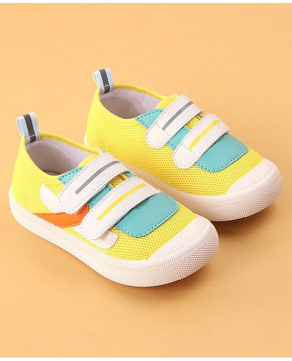 Cute Walk by Babyhug Double Velcro Closure Color Block Print Casual Shoes - Yellow