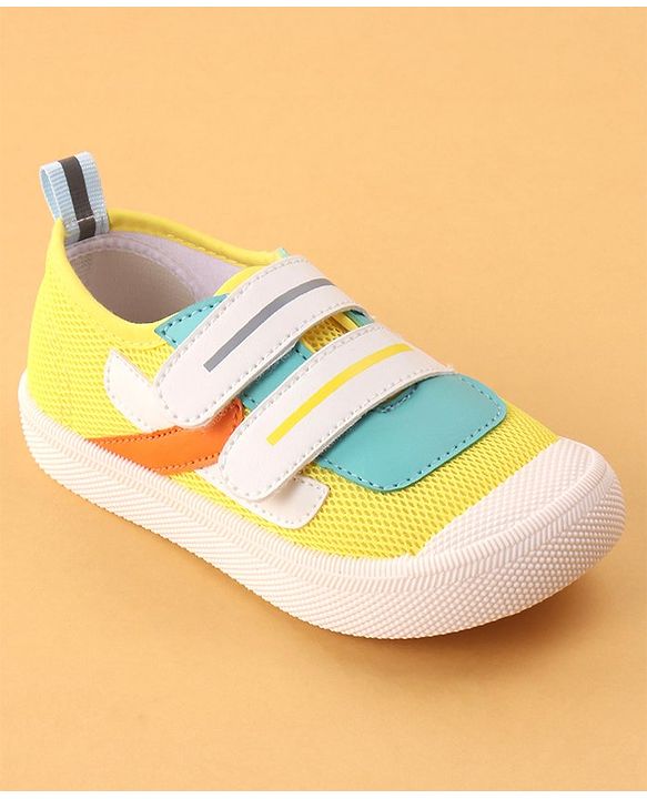 Cute Walk by Babyhug Double Velcro Closure Color Block Print Casual Shoes - Yellow