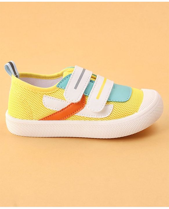 Cute Walk by Babyhug Double Velcro Closure Color Block Print Casual Shoes - Yellow