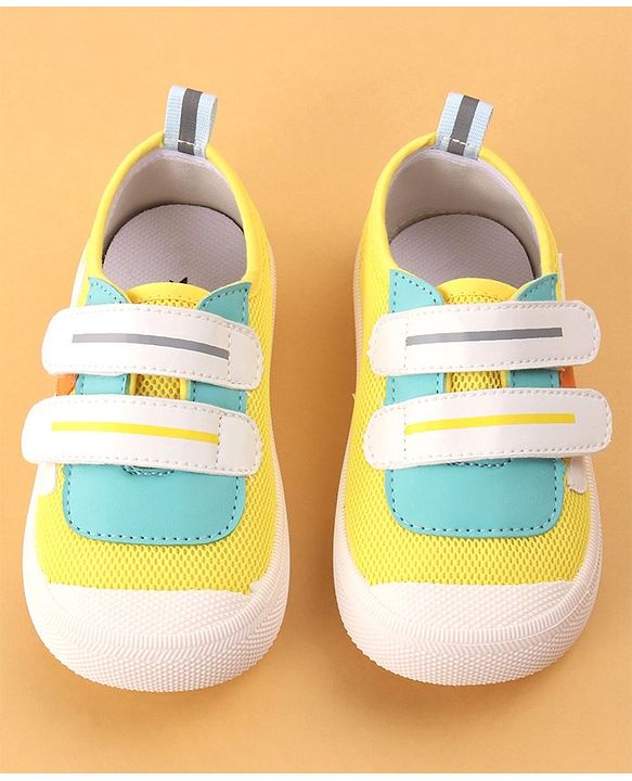 Cute Walk by Babyhug Double Velcro Closure Color Block Print Casual Shoes - Yellow