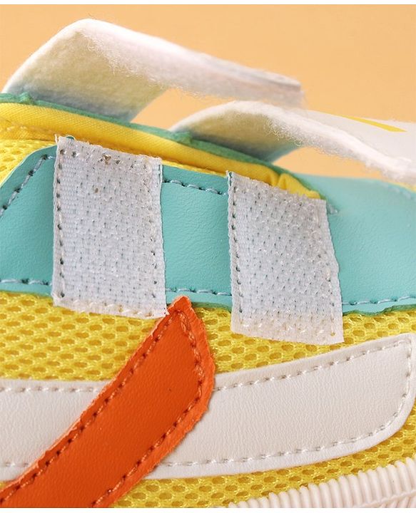Cute Walk by Babyhug Double Velcro Closure Color Block Print Casual Shoes - Yellow