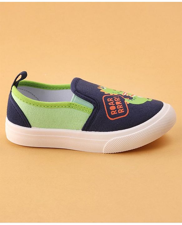 Cute Walk by Babyhug Slip On Casual Shoes Dino Print - Navy Blue & Green