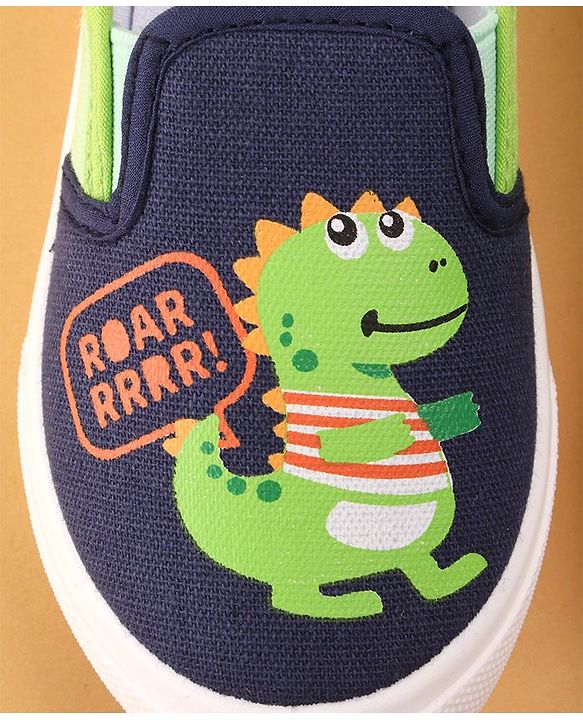 Cute Walk by Babyhug Slip On Casual Shoes Dino Print - Navy Blue & Green
