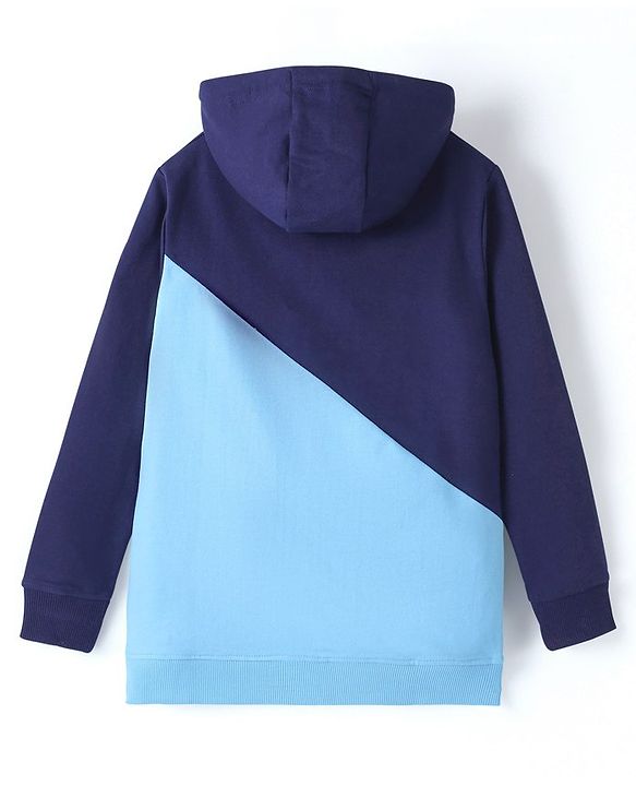 Pine Kids Full Sleeve Hooded Biowashed Sweatshirt Text Print - Aqua