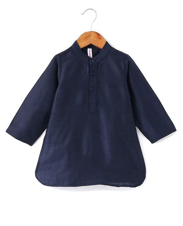 Babyhug Full Sleeves Kurta Payjama Set & Waistcoat With Sequine Detailing - Blue