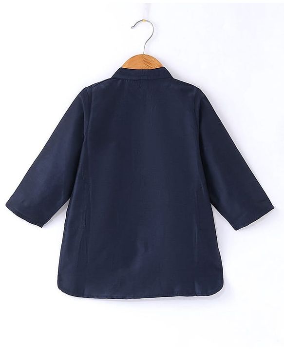 Babyhug Full Sleeves Kurta Payjama Set & Waistcoat With Sequine Detailing - Blue