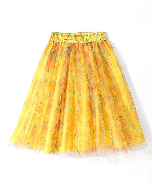 Babyhug Sleeveless Embroidered Choli with Printed Lehenga and Dupatta Set - Yellow