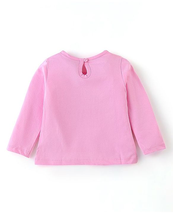 Babyhug 100% Cotton Knit Full Sleeves Top with Graphics - Pink