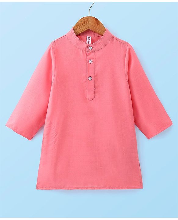 Babyhug Cotton Woven Full Sleeves Kurta & Pajama Set with Floral Printed Jacket - Peach