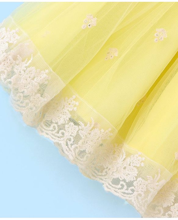 Babyhug Sleeveless Embroidered Net Choli Lehenga and Dupatta - Yellow