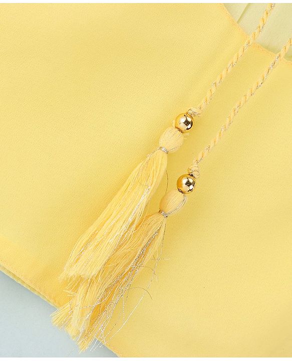 Babyhug Sleeveless Embroidered Net Choli Lehenga and Dupatta - Yellow