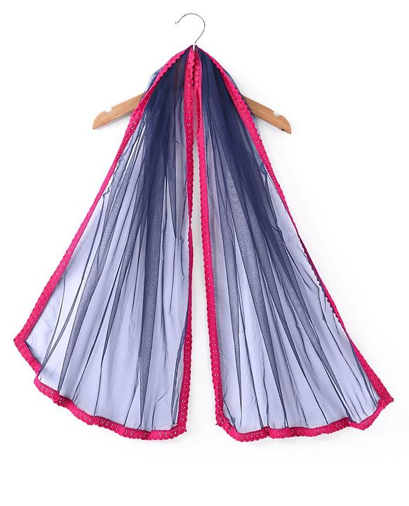 Babyhug Sleeveless Floral Embroidered Choli Lehenga with Dupatta- Navy Blue