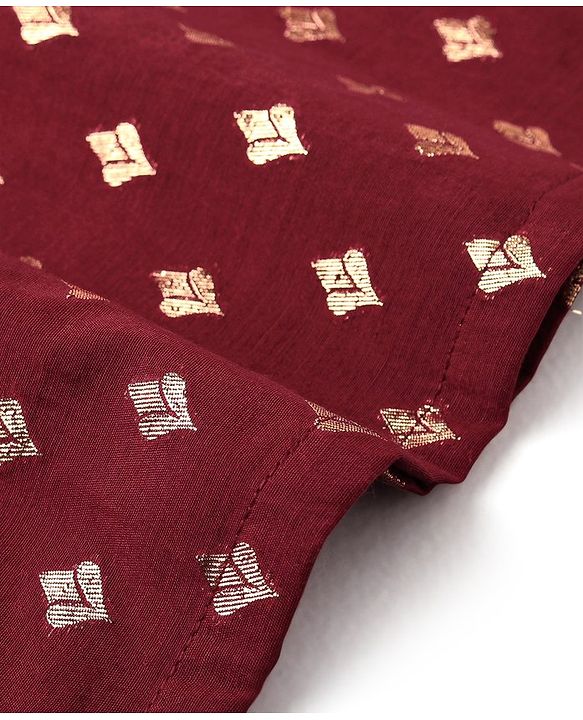 Babyhug Woven Full Sleeves Dhoti with Chanderi Butti Kurta Set - Maroon