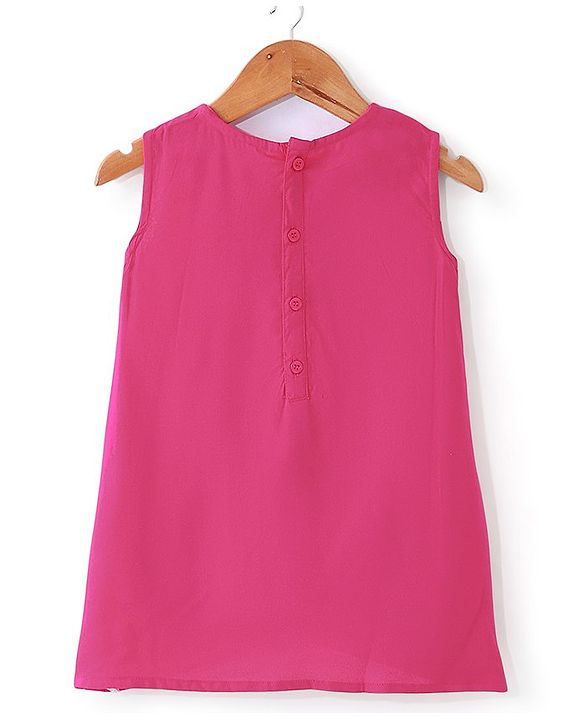 Babyhug Three Fourth Sleeve Rayon Floral Embroidered Ethnic Dress with Shrug - Navy & Fuchsia