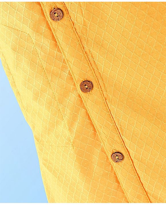 Babyhug Rayon Dobby Sleeveless Kurta & Dhoti Set With Embroidery- Yellow