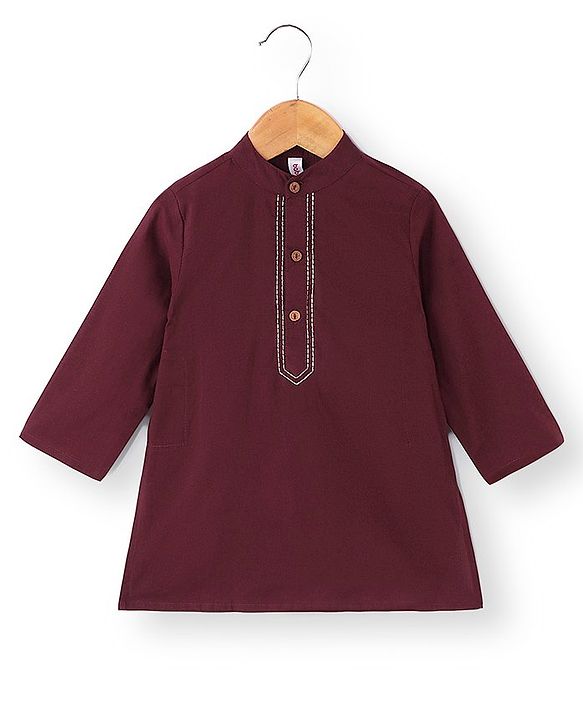 Teentaare Cotton Full Sleeves Kurta & Pajama Set with Jacket Floral Print - Maroon