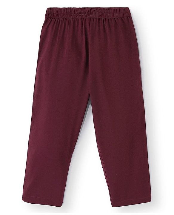 Teentaare Cotton Full Sleeves Kurta & Pajama Set with Jacket Floral Print - Maroon