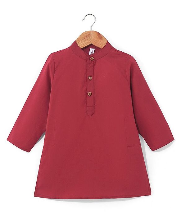 Babyhug Cotton Woven Full Sleeves Solid Kurta & Pajama Set with Floral Print Jacket - Red & Yellow