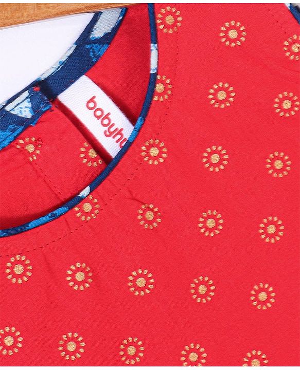 Babyhug Cotton Sleeveless Printed Choli with Lehenga  and Dupatta Set - Indigo