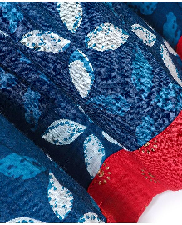 Babyhug Cotton Sleeveless Printed Choli with Lehenga  and Dupatta Set - Indigo