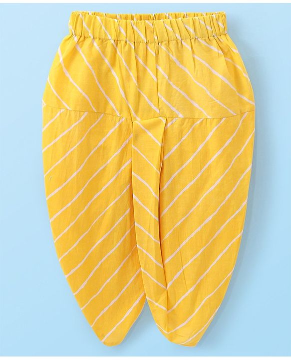 Babyhug Cotton Woven Kurta with Dhoti Set Sea Life Print - White & Yellow