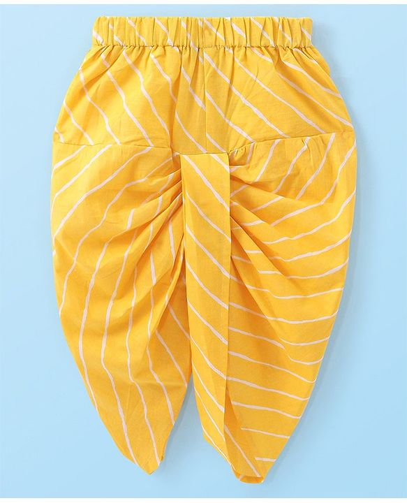 Babyhug Cotton Woven Kurta with Dhoti Set Sea Life Print - White & Yellow
