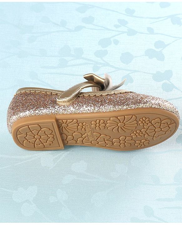 Cute Walk by Babyhug Velcro Closure Bellies with Bow - Golden