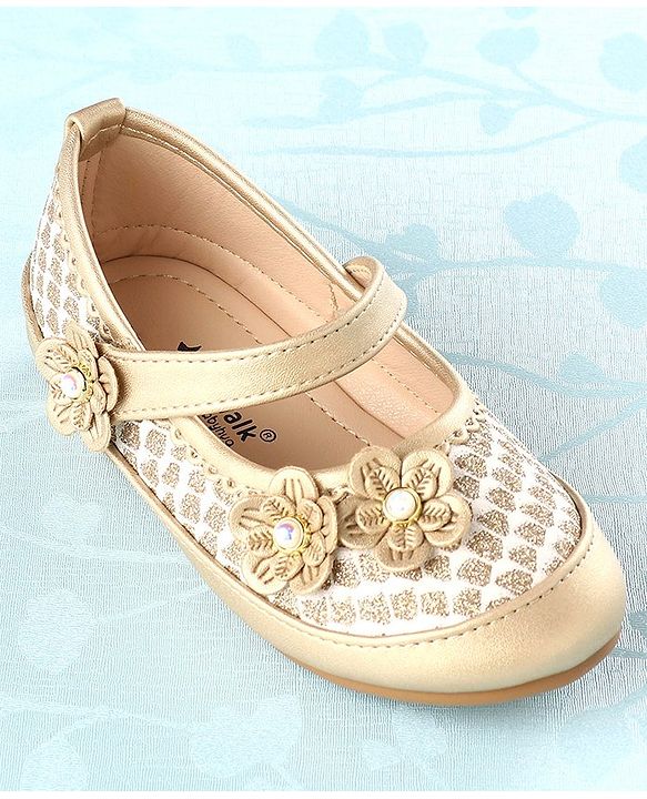 Cute Walk By Babyhug Bellies With Velcro Closure Floral Applique - Golden