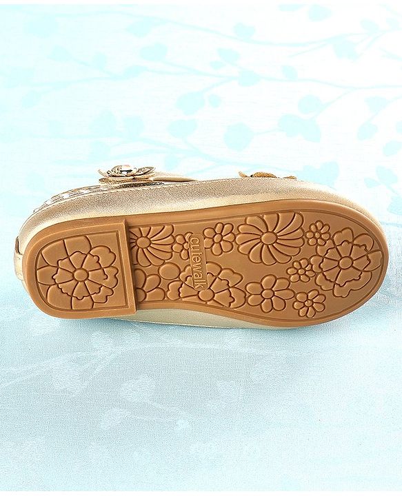 Cute Walk By Babyhug Bellies With Velcro Closure Floral Applique - Golden