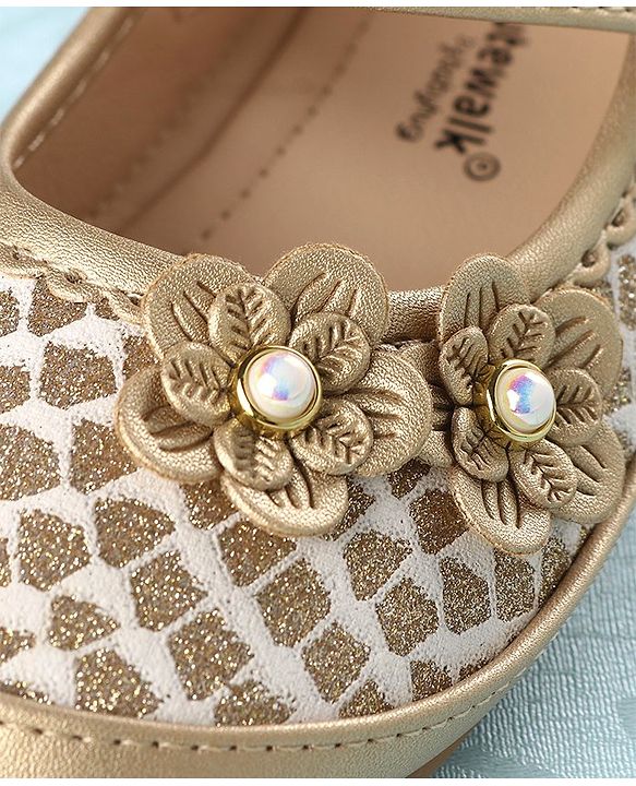 Cute Walk By Babyhug Bellies With Velcro Closure Floral Applique - Golden
