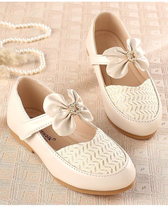 Cute Walk by Babyhug Slip On Bellies with Bow Applique - Beige