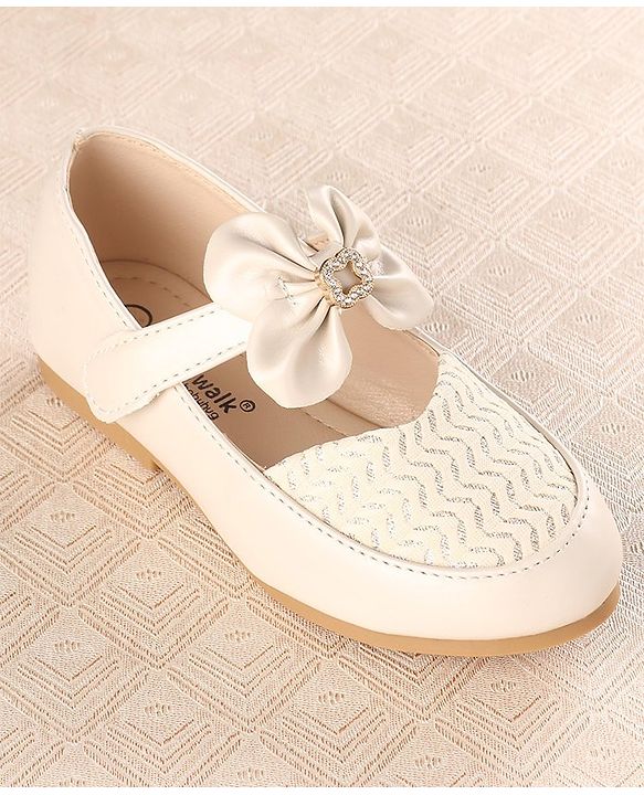 Cute Walk by Babyhug Slip On Bellies with Bow Applique - Beige