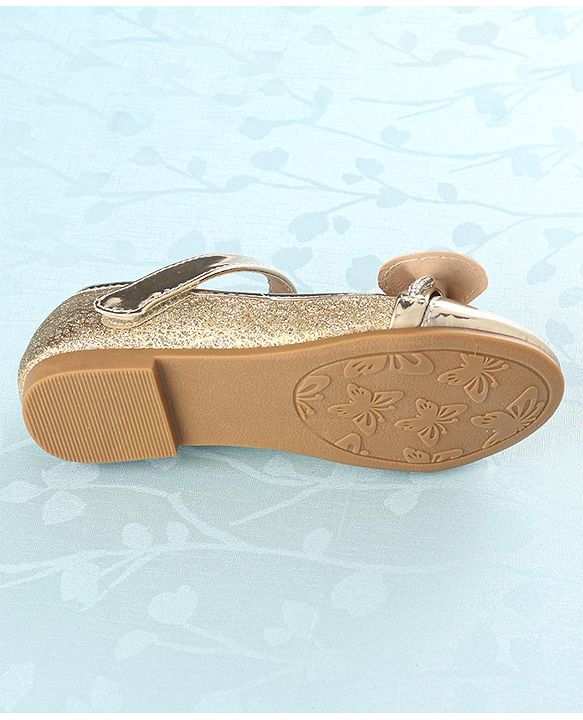 Cute Walk by Babyhug Front Strap Closure Bellies with Bow Applique - Golden