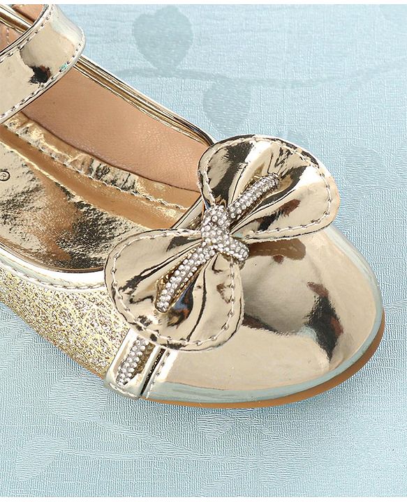 Cute Walk by Babyhug Front Strap Closure Bellies with Bow Applique - Golden