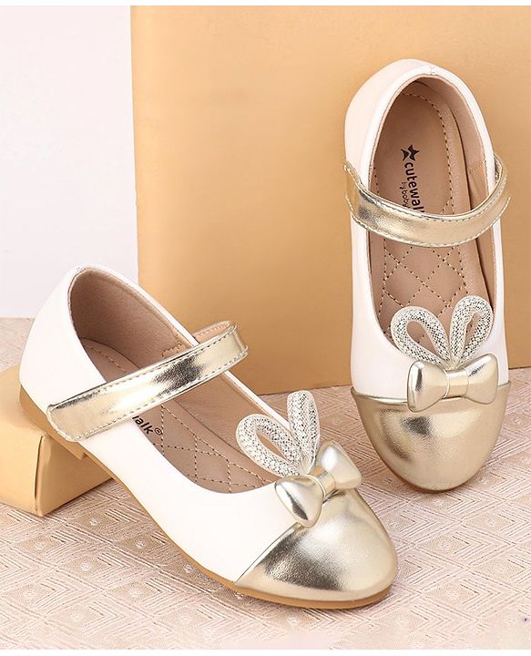 Cute Walk by Babyhug Slip On Bellies with Velcro Closure - Gold