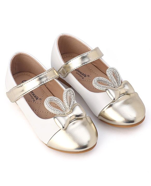 Cute Walk by Babyhug Slip On Bellies with Velcro Closure - Gold