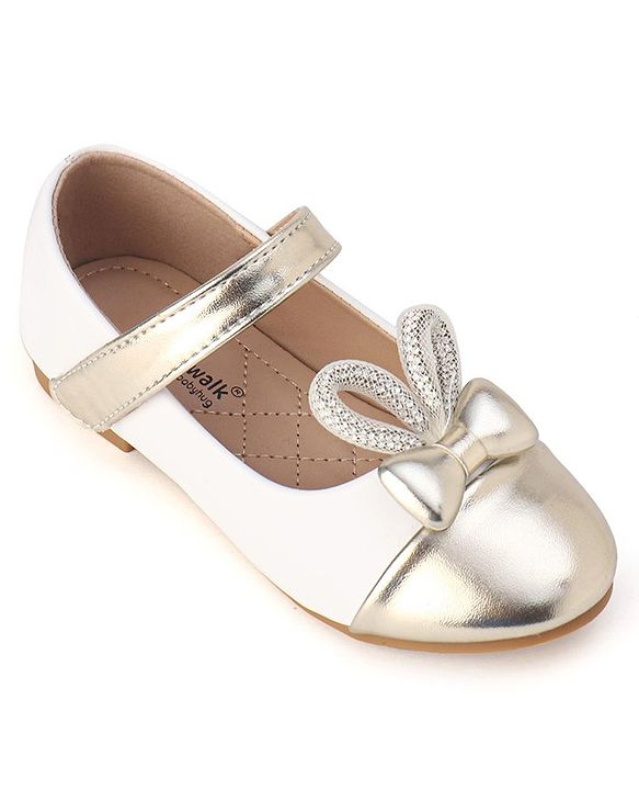 Cute Walk by Babyhug Slip On Bellies with Velcro Closure - Gold