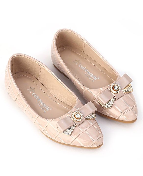 Cute Walk by Babyhug Slip On Bellies with Bow - Beige