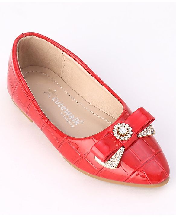Cute Walk by Babyhug Slip On Bellies with Bow - Beige