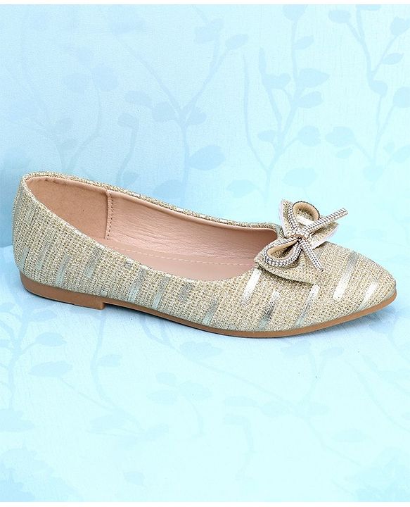 Pine Kids Slip On Bellies with Bow Applique - Golden